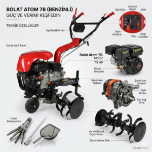 bolat fantom 7b benzinli Çapa makinesi – güçlü motor, profesyonel tarım performansı | tarım park