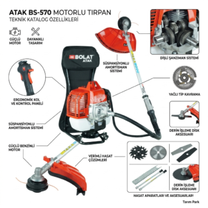 bolat atak bs 570 motorlu sırt tırpan &ndash; 3.3 hp profesyonel g&uuml;&ccedil; | tarım park