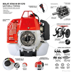 bolat atak m by 570 motorlu yan tırpan &ndash; 3.3 hp profesyonel g&uuml;&ccedil; | tarım park