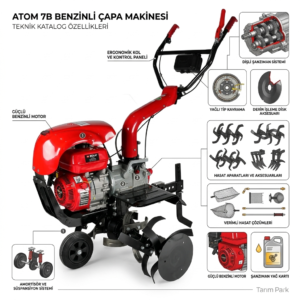 bolat atom 7b benzinli &Ccedil;apa makinesi &ndash; 7 hp hafif ve pratik kullanım | tarım park