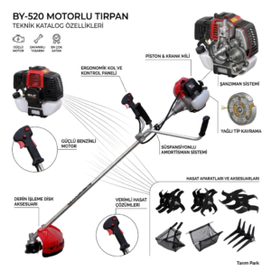 bolat by 520 motorlu yan tırpan &ndash; 2.8 hp g&uuml;&ccedil;l&uuml; ve dayanıklı | tarım park