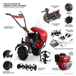 bolat fantom 7b benzinli Çapa makinesi – 7 hp hafif ve ekonomik | tarım park