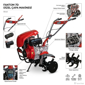 bolat fantom 7d dizel Çapa makinesi – güçlü ve ekonomik toprak İşleme | tarım park