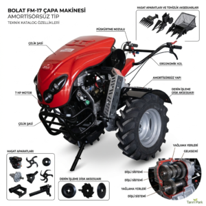 bolat fm 17 amortisörsüz dizel Çapa makinesi – 17 hp güçlü toprak İşleme | tarım park
